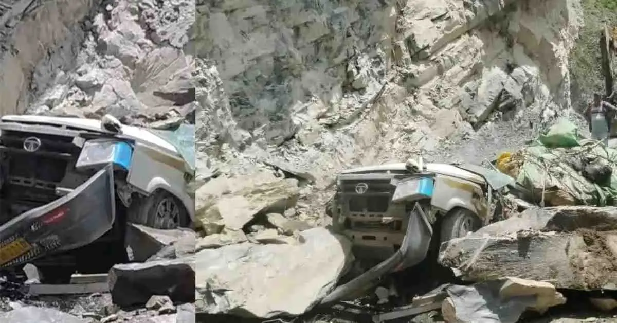 Himachal landslide accident today: 13 died due to Boulders fell on a car taxi in Lahaul-Spiti road Himachal Pradesh news